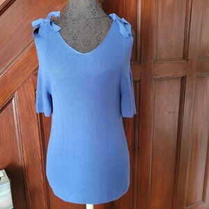 Chicos Blue Shoulder Tie Pullover Sweater Size 1